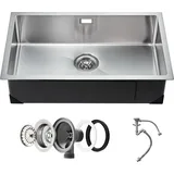 Vevor Uimoso Einzelbecken links Unterbau Edelstahl Handbetätigung 700 x 430 mm