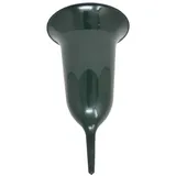 WIBO Grabvase mit Stecker Tulpe 30 cm rund dunkelgrün rund wetterfest