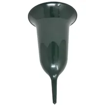WIBO Grabvase mit Stecker Tulpe 30 cm rund dunkelgrün rund wetterfest