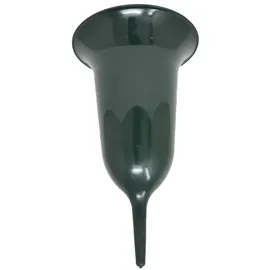 WIBO Grabvase mit Stecker Tulpe 30 cm rund dunkelgrün rund wetterfest