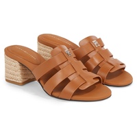 Tommy Hilfiger Pantolette »BLOCK MID HEEL LEATHER SANDAL«, Gr. 39, cognac, , 46778126-39