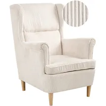 Beliani Ohrensessel ABSON Cord 68 x 95 x 73 cm Hellbeige