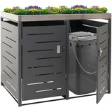 MCW 2er-Mülltonnenverkleidung MCW-H40, Mülltonnenbox, Pflanzkasten Edelstahl-Metall-Kombi 54kg 125x134x84cm erweiterbar