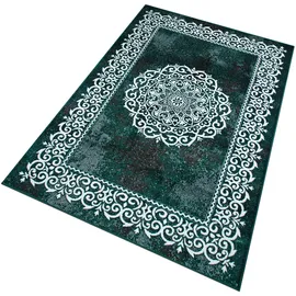 OTTO home Teppich OTTO HOME "Dafna" Gr. 6, dunkelgrün, B:200cm H:9mm L:300cm, Kunstfaser, Teppiche, Teppich, Orient-Optik, Vintage Design, Kurzflor, pflegeleicht, dezenter Glanz