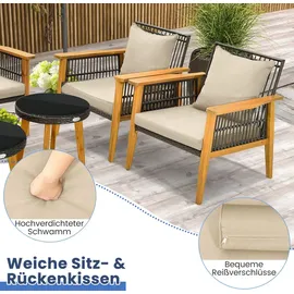 Costway Polyrattan Set 5-tlg. Braun