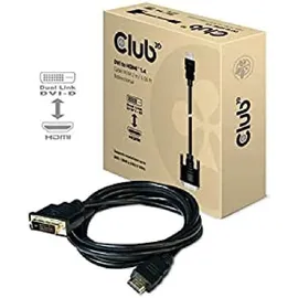 Club 3D DVI / HDMI Adapterkabel DVI-D 24+1pol. Stecker, HDMI-A Stecker 2 m Schwarz