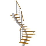 DOLLE Mittelholmtreppe Hamburg (Breite: 85 cm, 1/2-gewendelt, Perlgrau, Farbe Stufen: Eiche, Natur, Geschosshöhe: 259 – 301 cm)