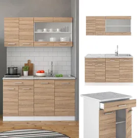Vicco Küchenzeile R-Line 140 cm sonoma eiche nachbildung/weiß matt