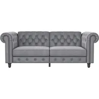 3-Sitzer DOREL HOME "Felix, Schlafsofa 236 cm, (Liegefläche 108x190cm), Rückenlehne", grau (hellgrau), B:236cm H:83cm T:87cm, Veloursstoff 100% Polyester, Sofas, 3-fach verstellbar, Velours, Kunstleder, Luxus-Microfaser Vintage