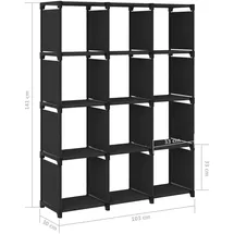 vidaXL Würfelregal 12 Fächer 103 x 30 x 141 cm Schwarz