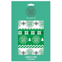 Weihnachts-Geschenkpapier mit keltischem FC-Motiv, für Geschenke, Fußball, 2 Bögen, 2 Etiketten