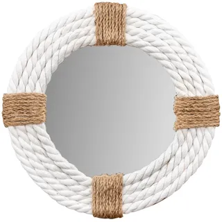 levandeo Spiegel Ø30cm Rund Weiß Natur Maritim Jute Seil Wandspiegel Flurspiegel Wanddeko Boho