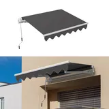 Gelenkarmmarkise 2.5x2M, Markise Handkurbel, Balkonmarkise UV-beständig & Wasserabweisend, Sonnenschutz Einziehbar Manuelle für Balkon & Terrasse, Inkl. Wandhalterung, Winkel (40-90°), Dunkelgrau