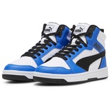 Puma Rebound V6 Mid Jr Sneaker, Puma White Puma Black Racing Blue, 38.5 EU