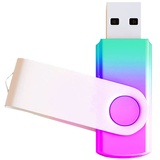 USB-Flash-Laufwerk, 64 GB, USB 2.0 Speicherstick, Großhandels-Massenware, drehbares Design, Daumenlaufwerk für Datenspeicherung, Farbverlauf, Lila–Cyan, 1 Stück
