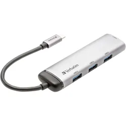 Verbatim 4 Port USB 3.2 Gen 1-Hub (USB 3.0) mit USB-C? Stecker, LED-Anzeige Grau 49147