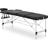 physa Massageliege klappbar - 185 x 60 x 59 cm - 180 kg - Schwarz Belastbarkeit Aluminiumrahmen Massagebank Massagetisch