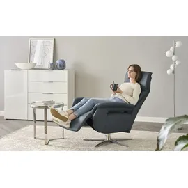 Wohnwert Relaxsessel Mira Leder 81 x 119 x 93 cm Blau mit Relax-Funktion