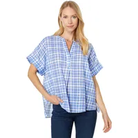 Tommy Hilfiger Kurzärmeliges Kariertes Popover, Provence Blue Multi, Groß - L