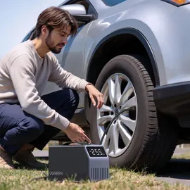 UGREEN Ugreen, 150 PSI 12V do opon samochodowych z wyświetlaczem cyfrowym - szara - Grau