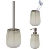 Schöner Wohnen Kollektion Bad-Accessoire Set Mod. Marano 3-teilig aus Keramik mit WC-Garnitur Seifenspender Zahnputzbecher in Beige Kupfer Maße 40 x 13 x 10 cm