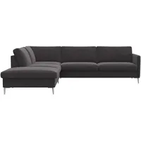 FLEXLUX Ecksofa »Fiore, L-Form«, schmale Armlehnen, Kaltschaum, Füße Alu grau