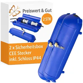 PRO PLUS 2 x wasserdichte Kabelbox für den Außenbereich – wetterbeständige Schutzbox für Verlängerungskabel außen mit IP44 & Schloss