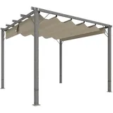 Outsunny Pergola, Grau, Metall, 296x232x299 cm, Sonnen- & Sichtschutz, Pavillons & Pergolas, Pergolas