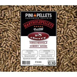 PINI Grillpellets Nr. 8 Kirsche 10 kg BBQ Hartholzpellets zum Grillen Räuchern Smoken
