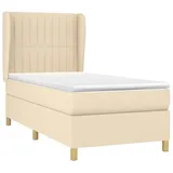 vidaXL Boxspringbett mit Matratze Creme 100x200 cm Stoff