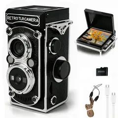 Retro Digitalkamera Handkurbel, Mini Digitalkamera 4800MP, Nachtsicht, 1080P Video, 32GB Speicher, 1,54" Display, Geschenkidee