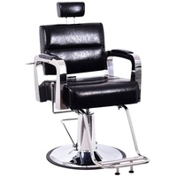 Barberpub Stuhl Barberpub hydraulischer Friseurstuhl Friseursessel 3127BK, 360 ° drehbar mit Sperre, Schwarz, PVC-Kunstleder schwarz
