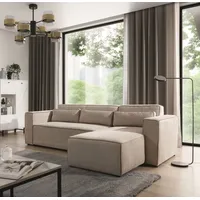 Fun Möbel Ecksofa Schlafsofa WALDO Stoff Poso Beige Ottomane Rechts - Beige