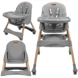 COIL Kinderstuhl Kinderhochstuhl, Babystuhl 2-in-1, Hochstuhl zum Füttern, 6 bis 36/96 Monate, 5-Punkt-Gurt, belastbar bis 15 kg/30 kg grau