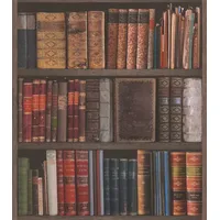 Rasch Textil Papiertapete Bücherwand 20 cm x 10 m 0 g Beige 934809