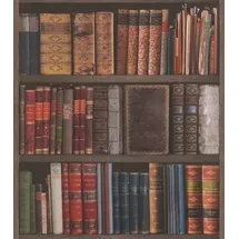 Rasch Textil Papiertapete Bücherwand 20 cm x 10 m 0 g Beige 934809