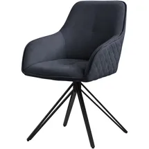 ML-Design Esszimmerstuhl Drehbar aus Textil Webstoff Schwarz mit Arm Rückenlehne