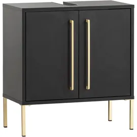 Schildmeyer Waschbeckenunterschrank 61,2 x 57,1 x 30,1 cm Schwarz/Gold
