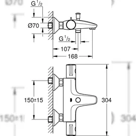 Grohe Grohtherm 800 Thermostat-Wannenbatterie DN 15 (34567000)