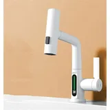 Wasserfall-waschtischarmatur Mit Hebefunktion, Digitalanzeige, Strahlbrause, Mischbatterie Für Warm- Und Kaltwasser, Waschtischarmatur