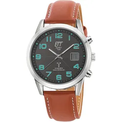 Funkuhr ETT "Basic", braun (cognacfarben), Armbanduhren, Herren, Armbanduhr, Herrenuhr, Datum, Solar