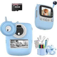 Digitalkamera mit integriertem Drucker für Kinder, Bildkamera mit 32GB TF-Karte, Videokamera mit farbigen Marker-Set und Fotoalbum zum Basteln