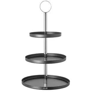 Fink Bilbao, 3er Etagere, pulverbeschichtet, glatt, schwarz, silberfarben, L. 27 cm, B. 27 cm, H. 46 cm
