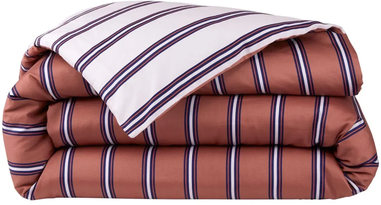 Lacoste Satin Bettwäsche Riviera Stripe 135/140x200 cm + 80x80 cm - rot;blau
