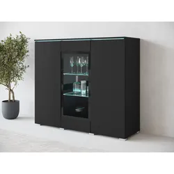 Highboard INOSIGN "Vera", schwarz (graphite schwarz matt), B:120cm H:103,3cm T:39,5cm, Sideboards, Highboard mit 4 Türen, 9 Fächern, verglasten Türen