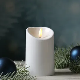 MARELIDA LED Kerze für Außen Terrasse Balkon Garten 3D Flamme flackernd Timer H: 12,5cm