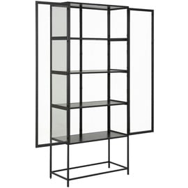 Livetastic Vitrine, Schwarz, 4 Fächer, 77x185.6x35 cm, Reach, Wohnzimmer, Wohnwände, Vitrinenschränke