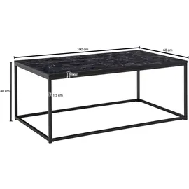 FineBuy Couchtisch Marmor Optik Schwarz MDF 100 x 60 x 40 cm