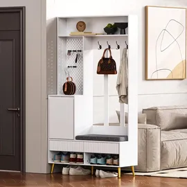 stilvora Garderoben-Set Sitzbank 100x35x180 cm Weiß