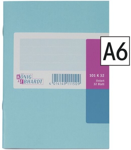 Geschäftsbuch A6 liniert grau, König & Ebhardt, 10.5x14.8 cm
